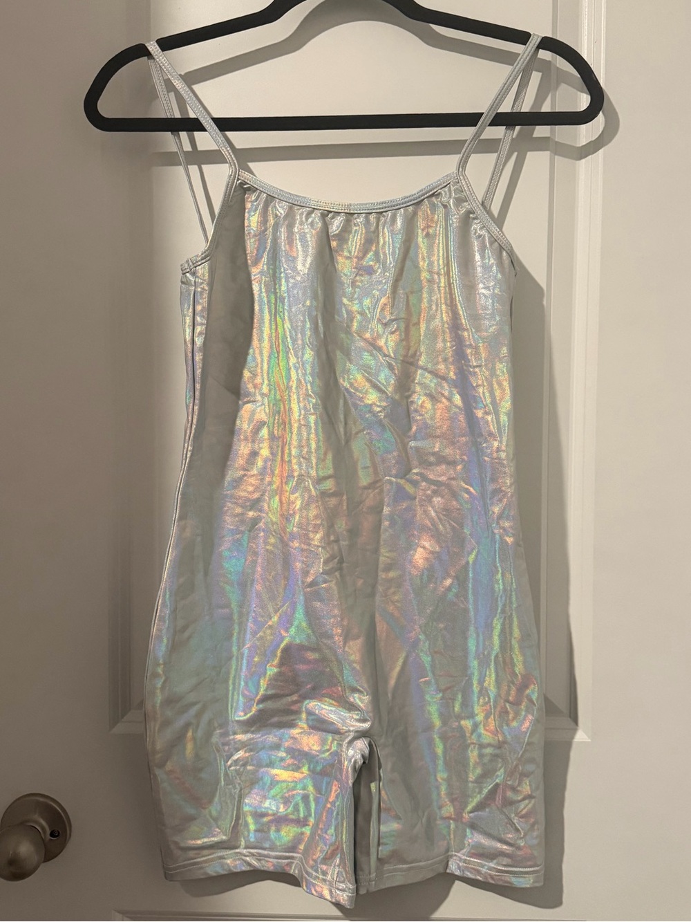 American Apparel Holographic Lamé unitard, size large.